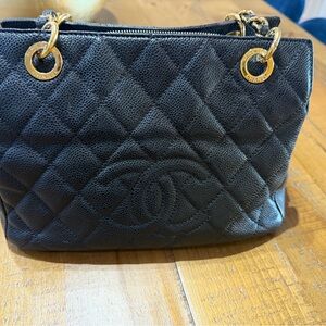 Chanel Black Quilted Shoulder Bag with Gold Accents